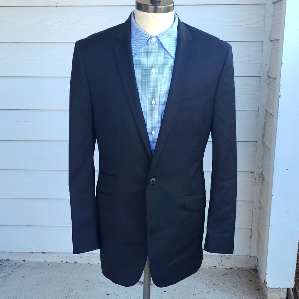 BEN SHERMAN Black Solid Blend Mens‎ Sz 40 R Casual Sport Coat Blazer